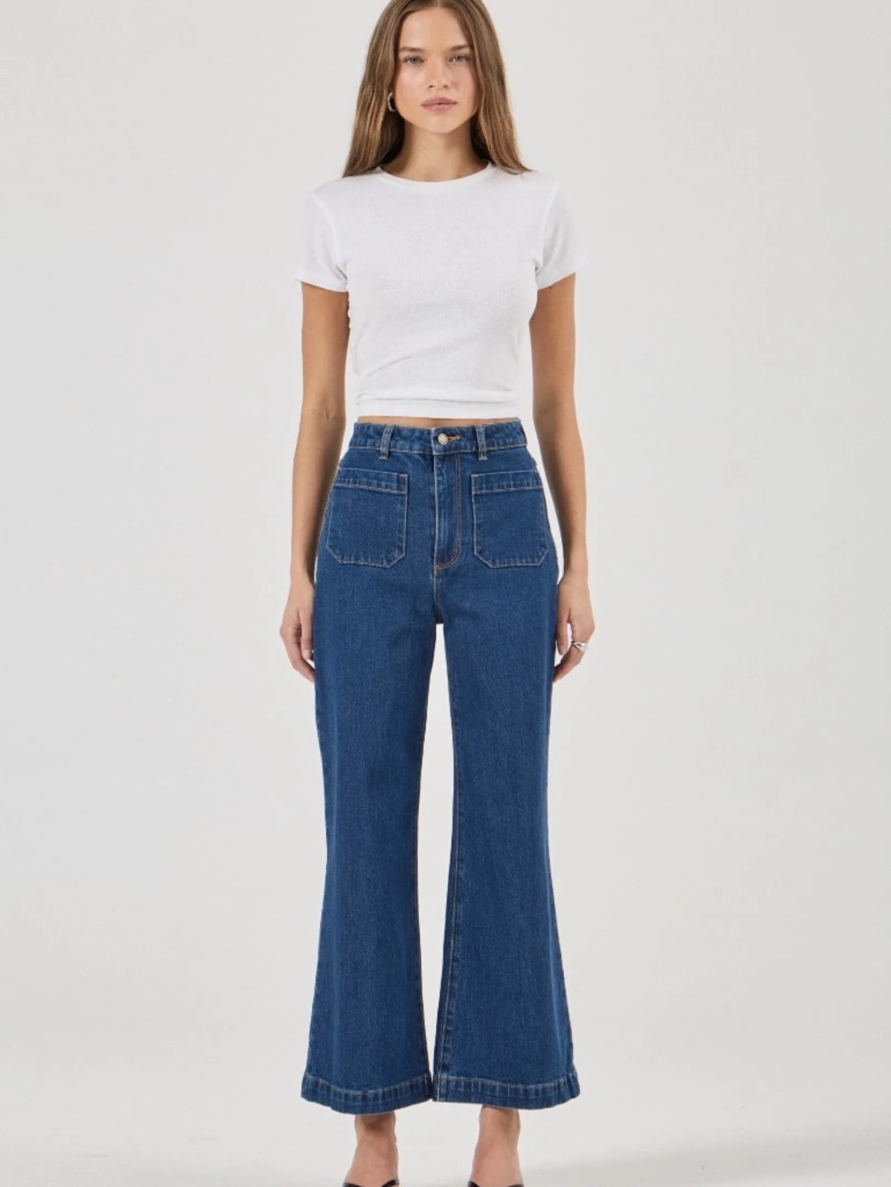 Rolla’s Sailor High Rise Wide Leg Jeans Eco Ruby Blue Medium Wash Size 27 Boho